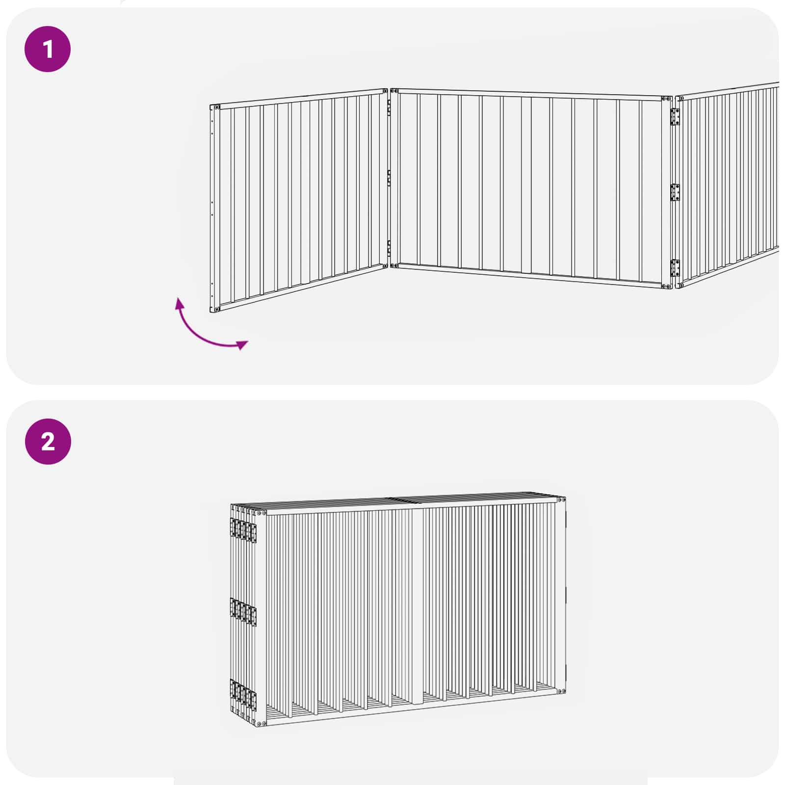 vidaXL Bramka dla psa 10 pcs Czarny 100 x 60 cm Stal Galwanizowana
