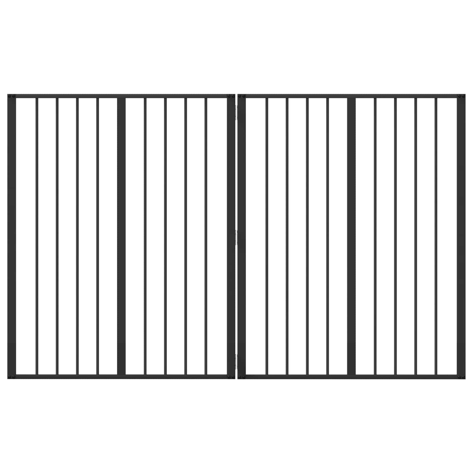vidaXL Bramka dla psa 2 szt. Czarny 80 x 100 cm Stal ocynkowana