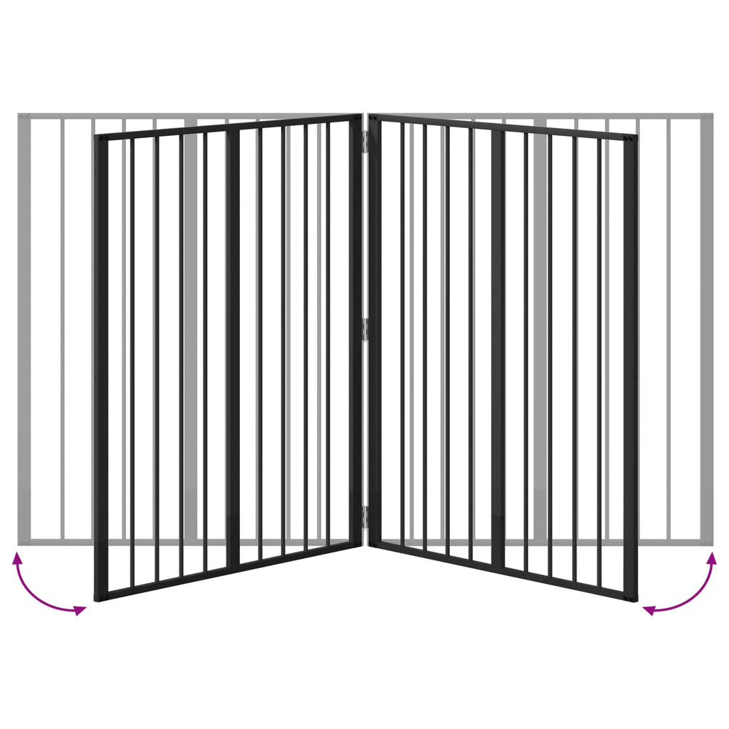 vidaXL Bramka dla psa 2 szt. Czarny 80 x 100 cm Stal ocynkowana