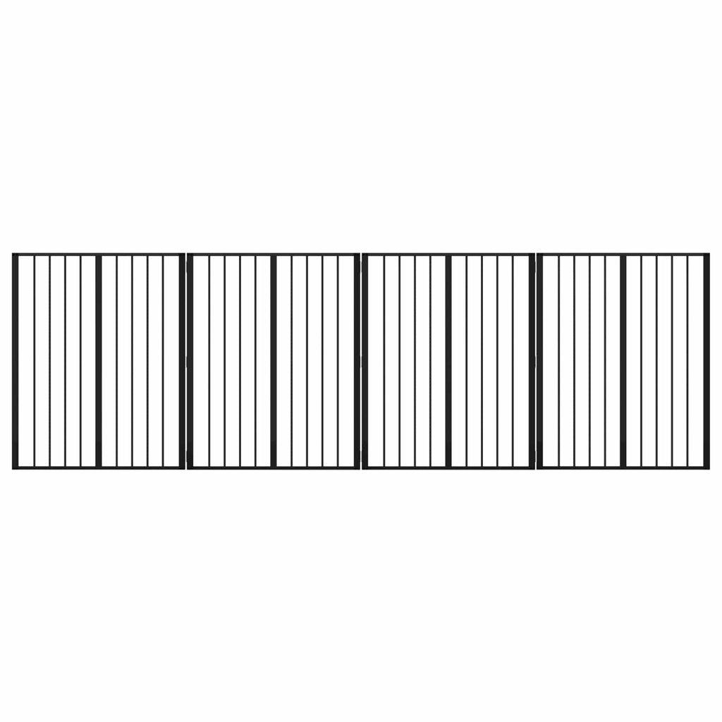 vidaXL Bramka dla psa 4 szt. Czarny 80 x 100 cm Stal ocynkowana