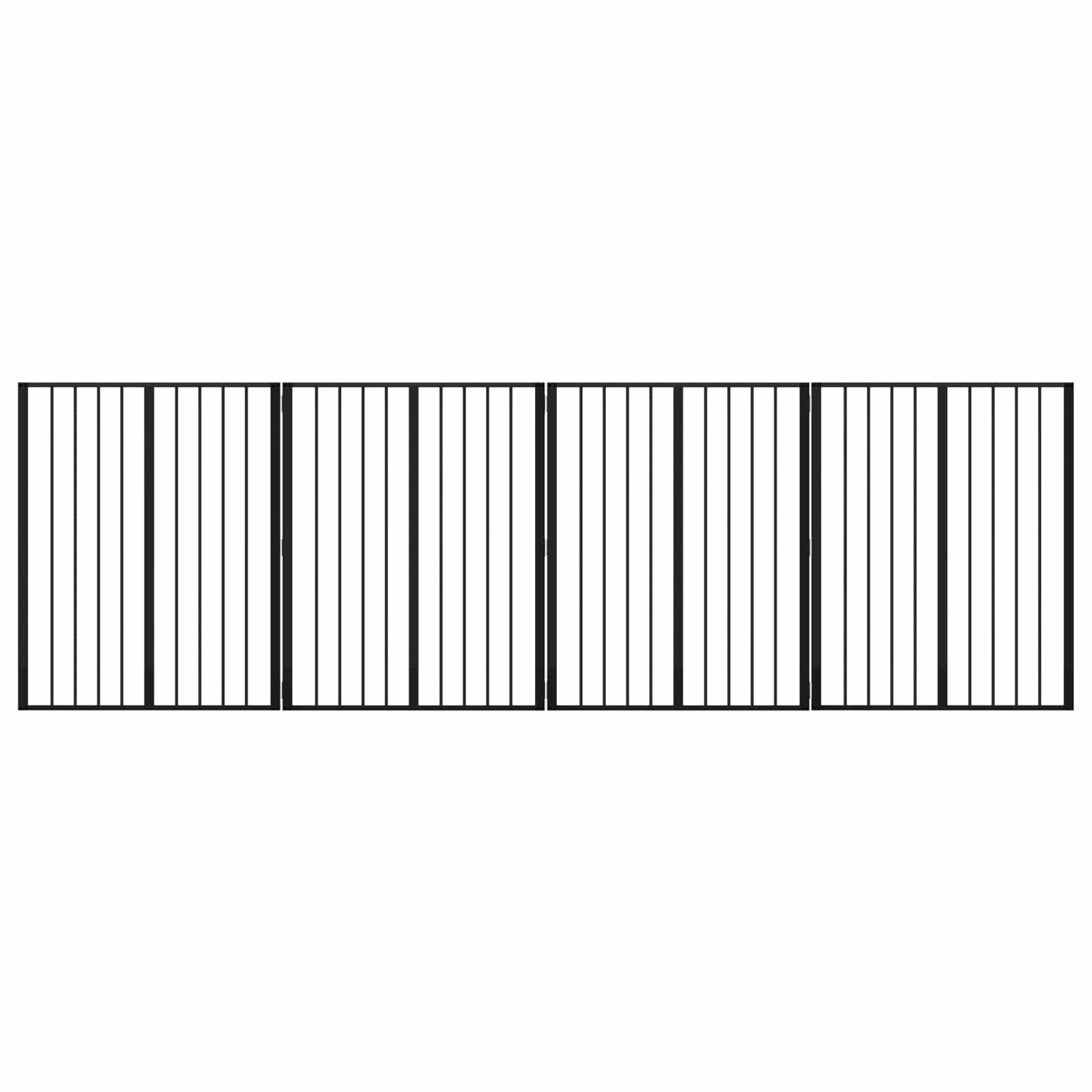 vidaXL Bramka dla psa 4 szt. Czarny 80 x 100 cm Stal ocynkowana