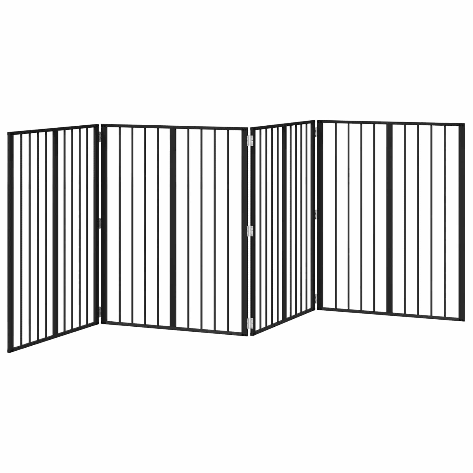 vidaXL Bramka dla psa 4 szt. Czarny 80 x 100 cm Stal ocynkowana