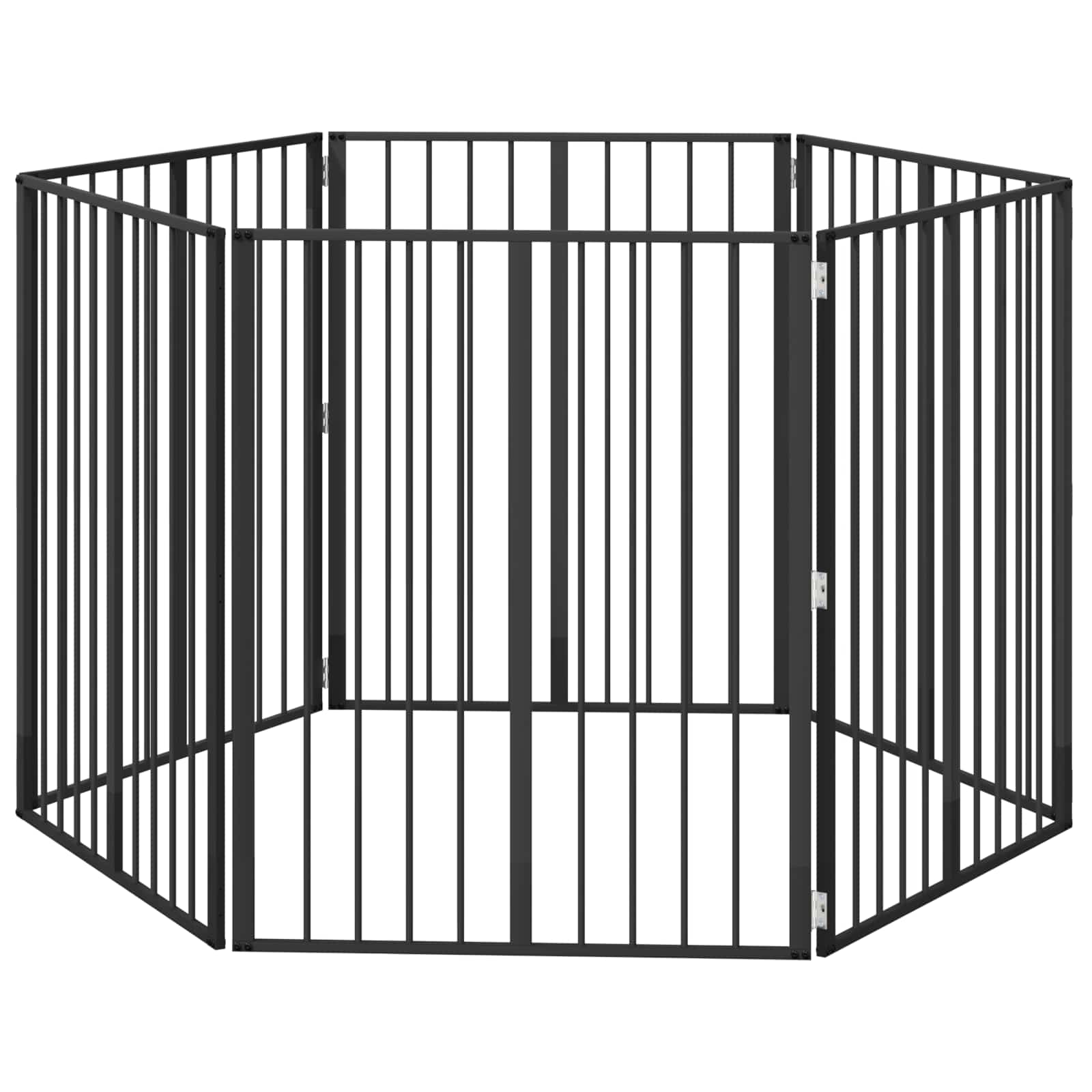 vidaXL Bramka dla psa 6 pcs Czarny 80 x 100 cm Stal Galwanizowana