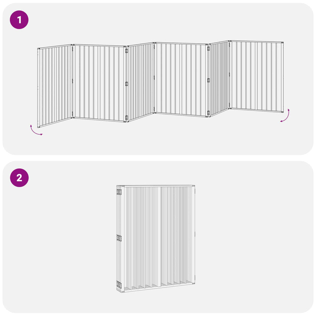 vidaXL Bramka dla psa 6 pcs Czarny 80 x 100 cm Stal Galwanizowana
