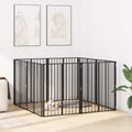 vidaXL Bramka dla psa 8 pcs Czarny 80 x 100 cm Stal Galwanizowana