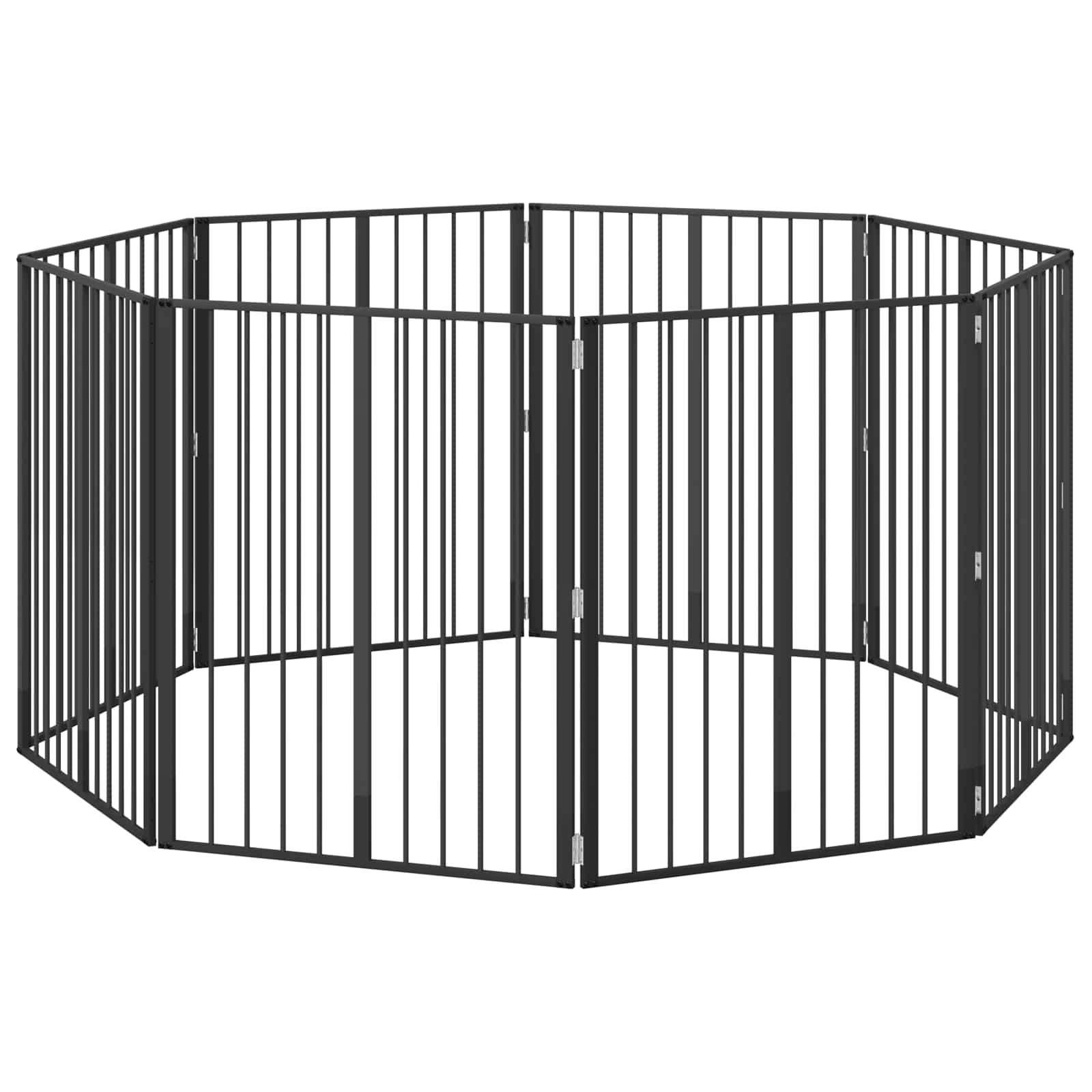 vidaXL Bramka dla psa 8 pcs Czarny 80 x 100 cm Stal Galwanizowana