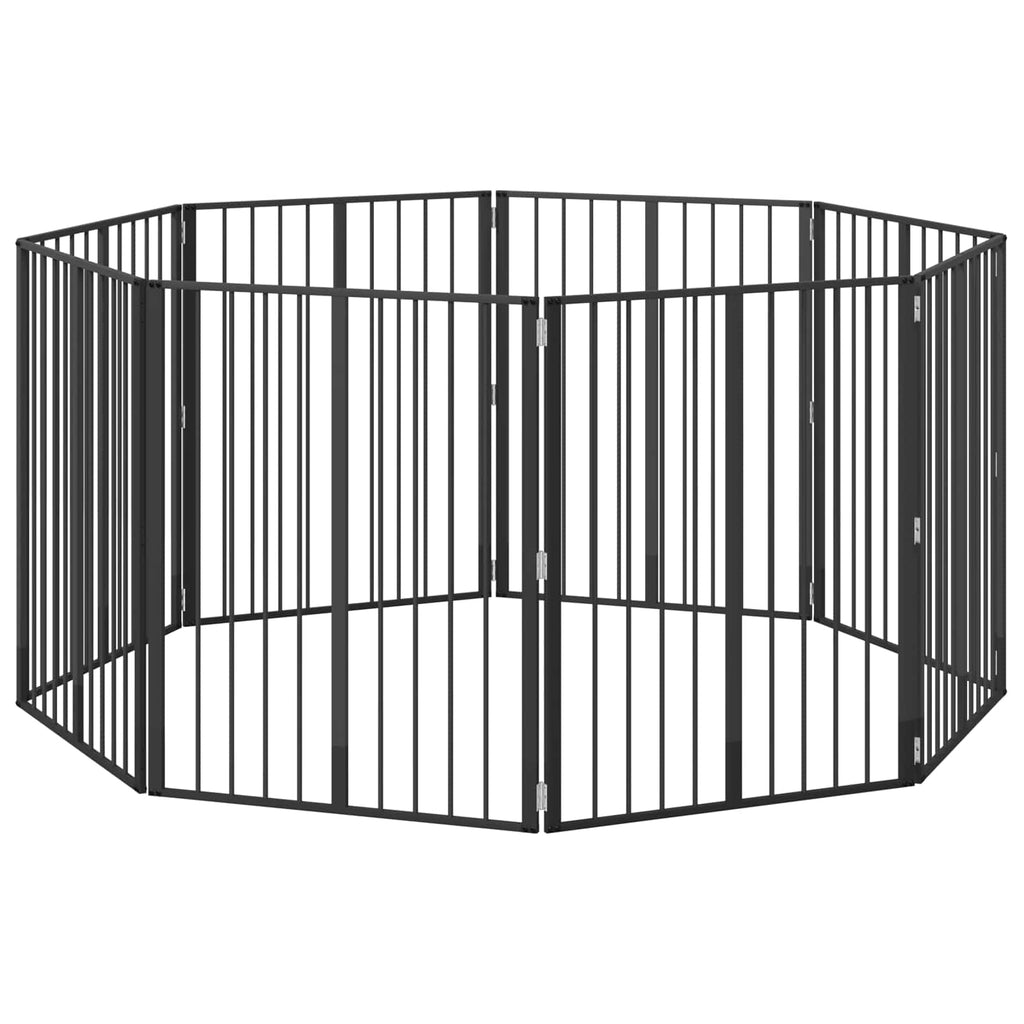 vidaXL Bramka dla psa 8 szt. Czarny 80 x 100 cm Stal Galwanizowana
