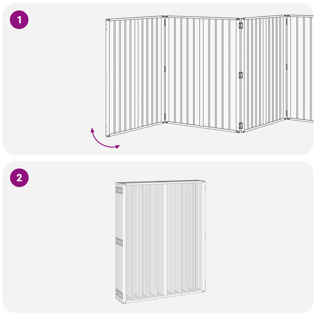 vidaXL Bramka dla psa 8 pcs Czarny 80 x 100 cm Stal Galwanizowana