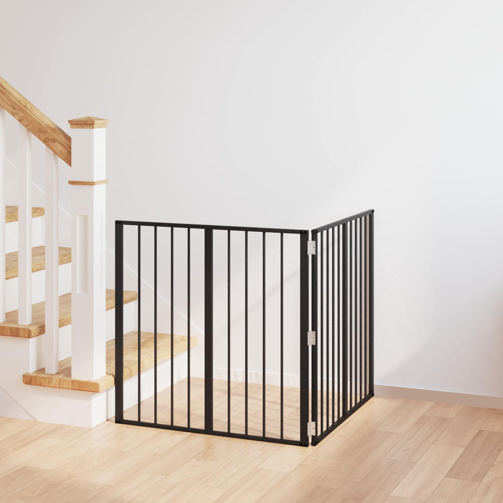 vidaXL Bramka dla psa 2 szt. Czarny 80 x 80 cm Stal ocynkowana