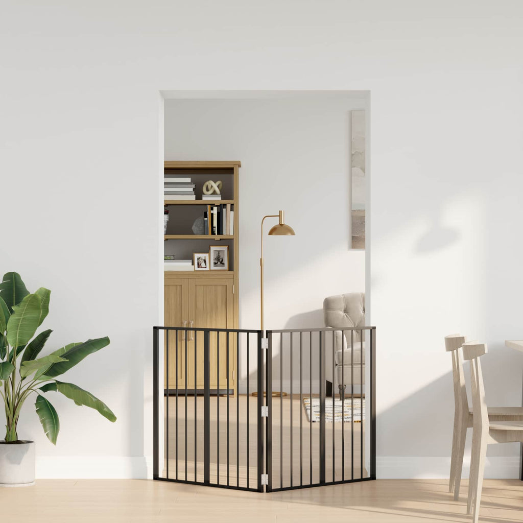 vidaXL Bramka dla psa 2 szt. Czarny 80 x 80 cm Stal ocynkowana