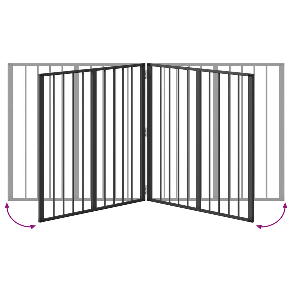vidaXL Bramka dla psa 4 szt. Czarny 80 x 80 cm Stal ocynkowana