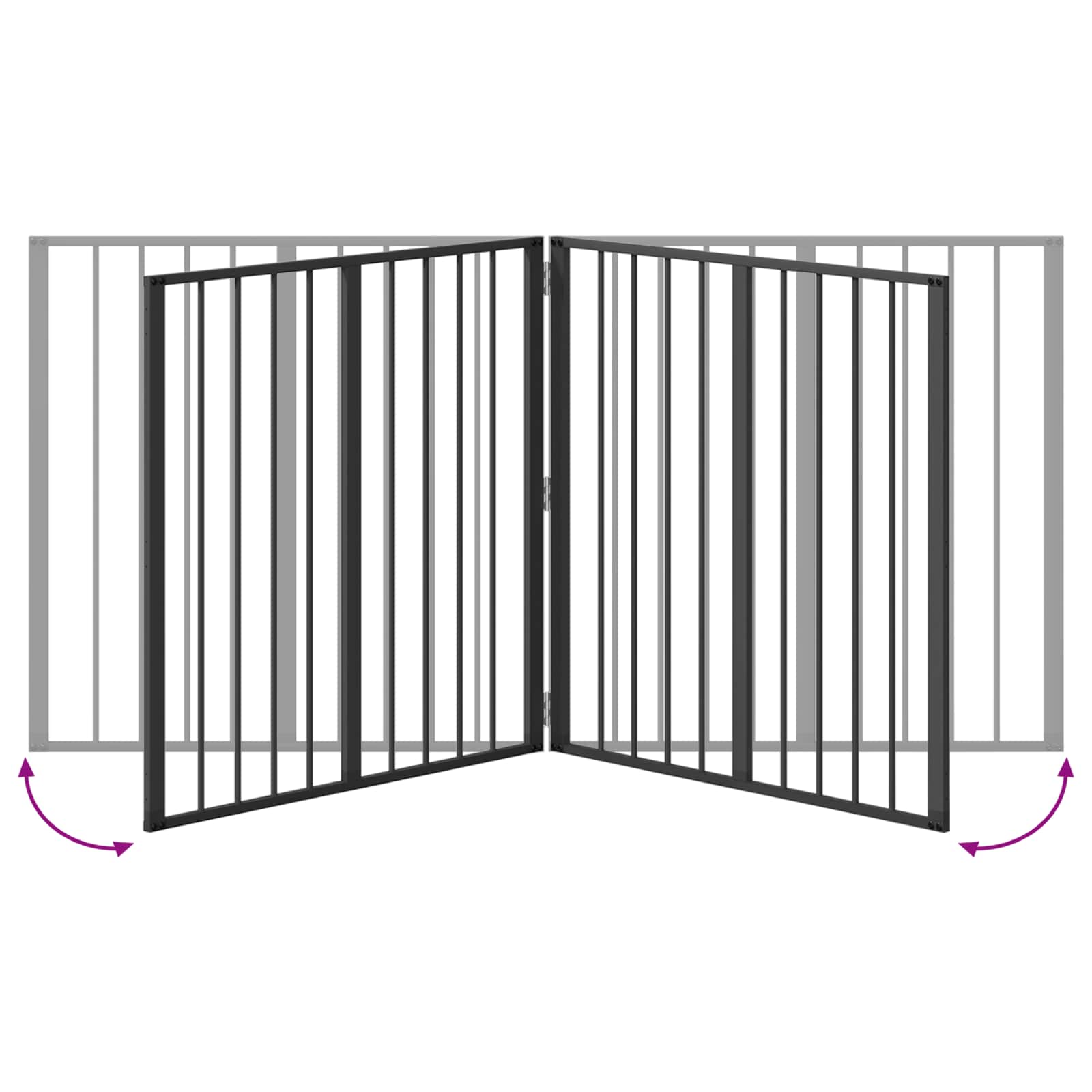 vidaXL Bramka dla psa 4 szt. Czarny 80 x 80 cm Stal ocynkowana