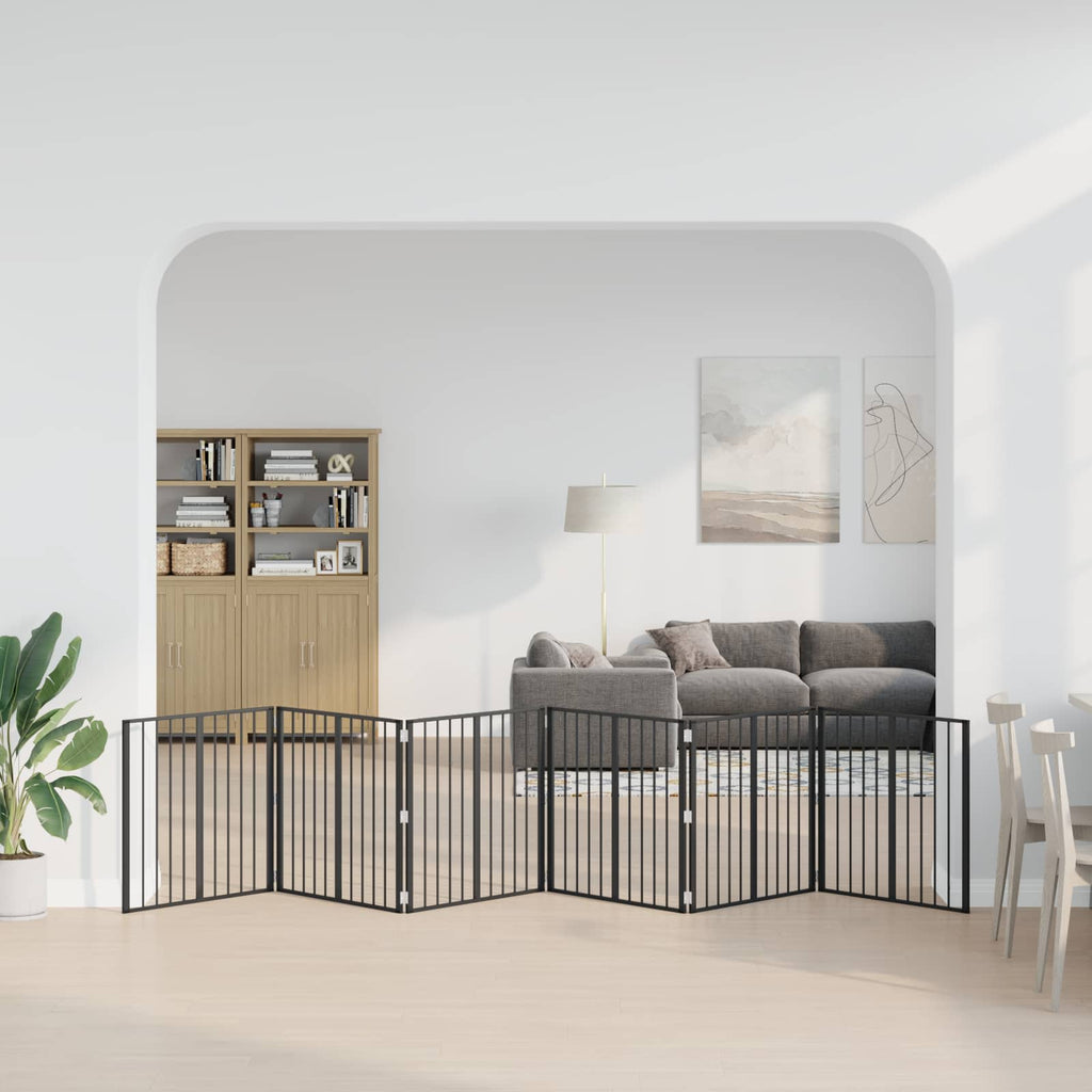 vidaXL Bramka dla psa 6 pcs Czarny 80 x 80 cm Stal Galwanizowana