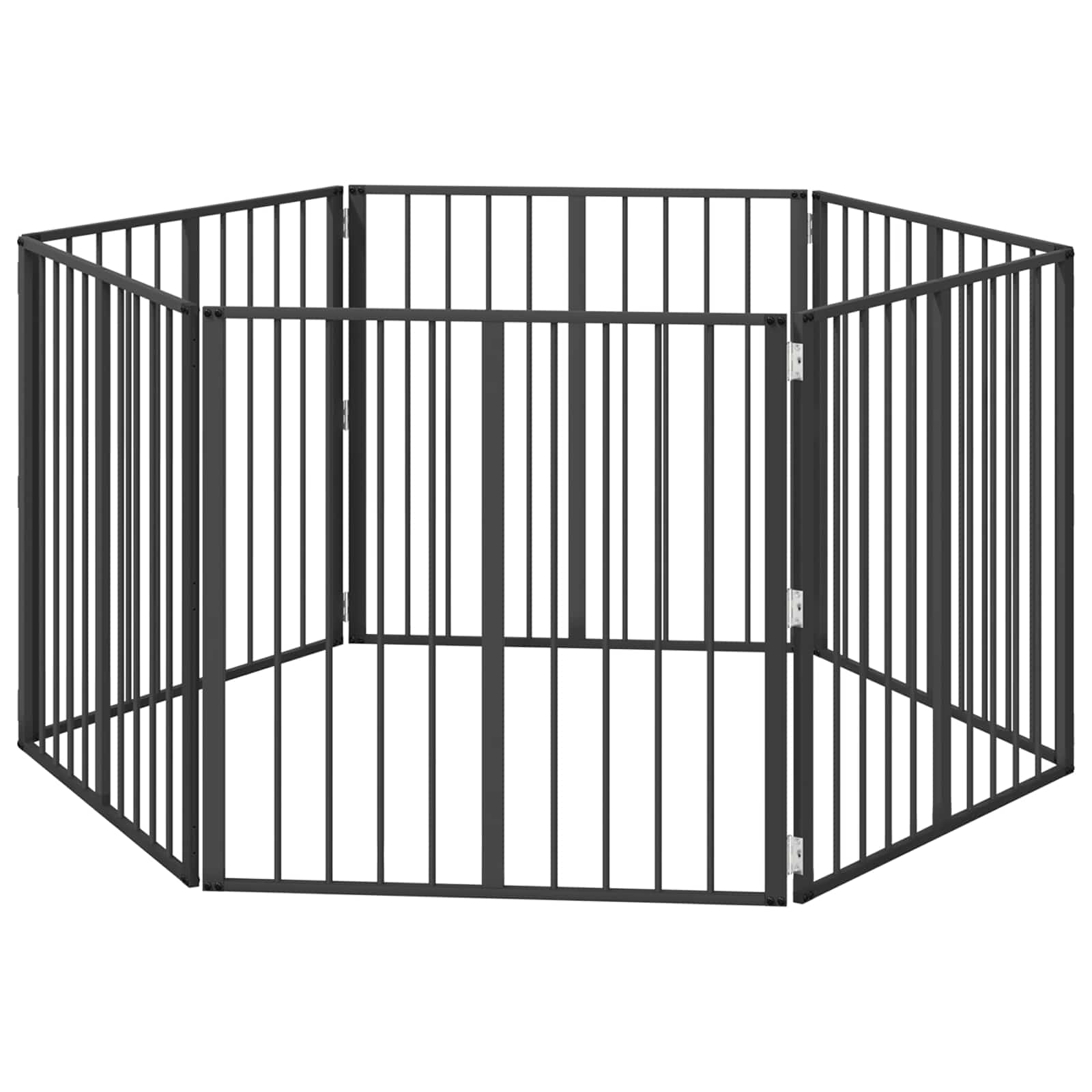 vidaXL Bramka dla psa 6 pcs Czarny 80 x 80 cm Stal Galwanizowana