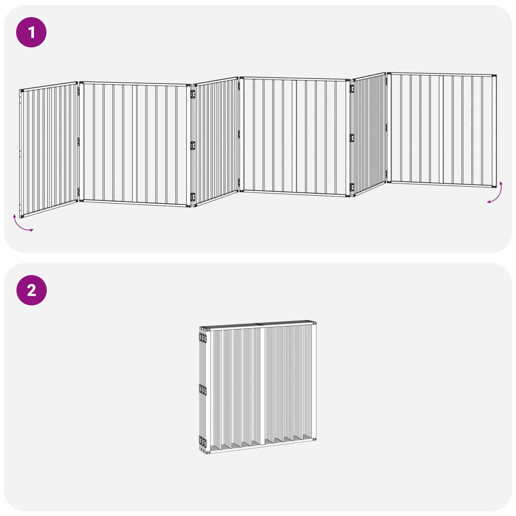 vidaXL Bramka dla psa 6 pcs Czarny 80 x 80 cm Stal Galwanizowana