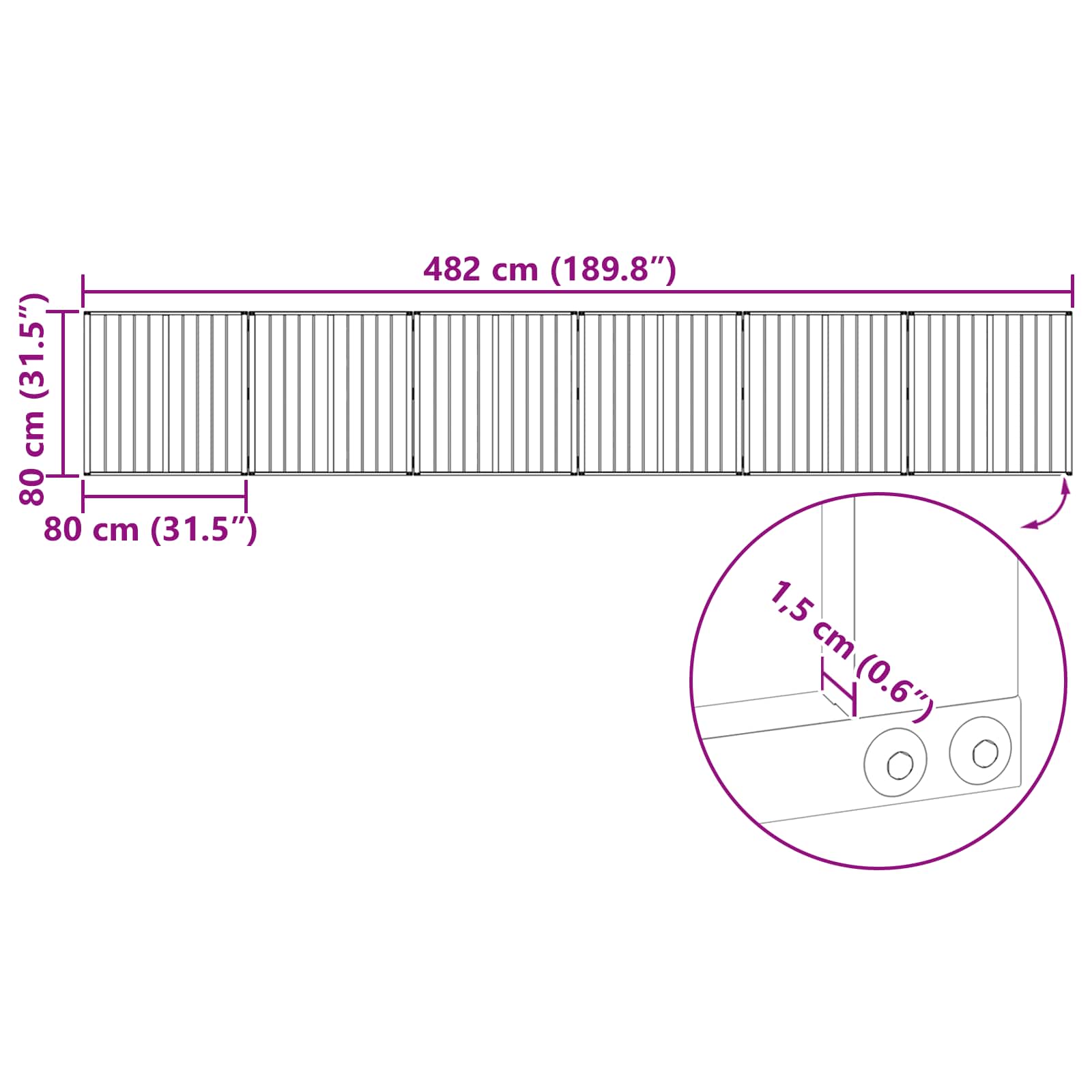 vidaXL Bramka dla psa 6 pcs Czarny 80 x 80 cm Stal Galwanizowana