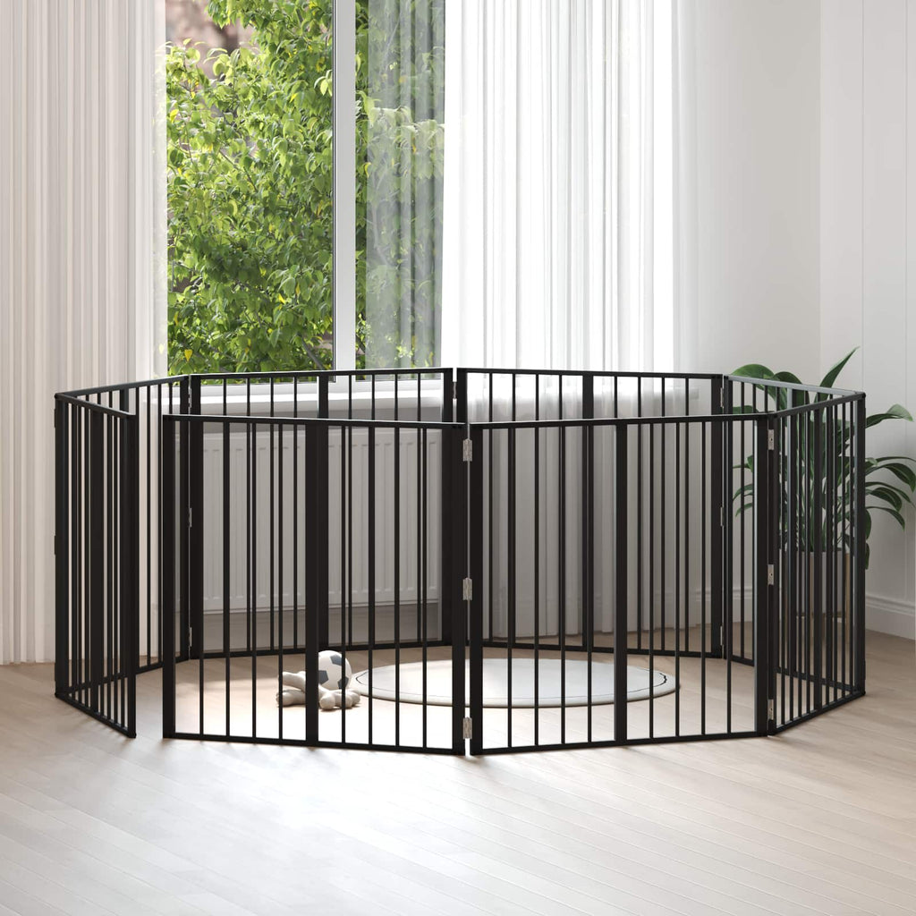 vidaXL Bramka dla psa 8 pcs Czarny 80 x 80 cm Stal Galwanizowana