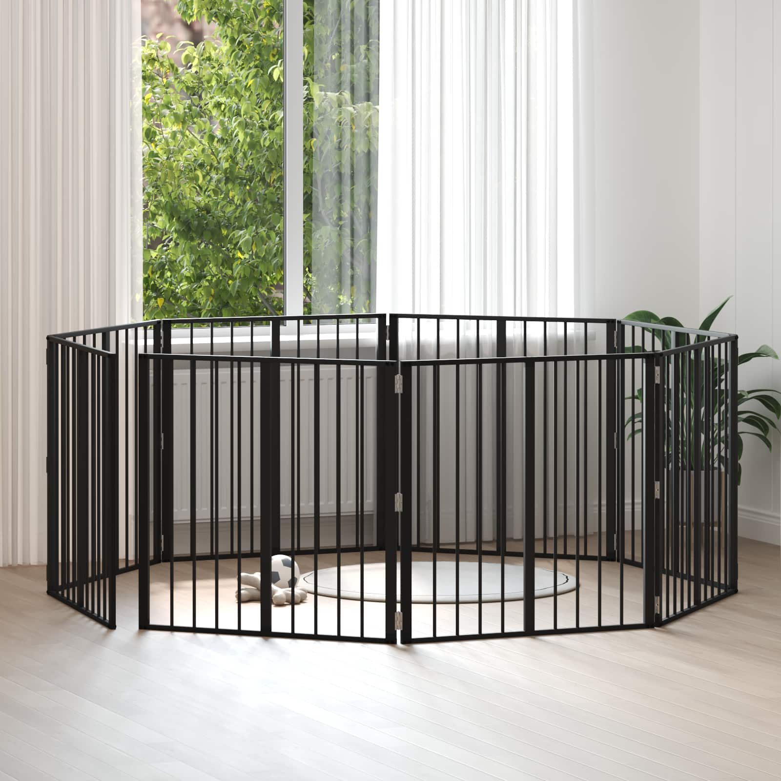 vidaXL Bramka dla psa 8 pcs Czarny 80 x 80 cm Stal Galwanizowana