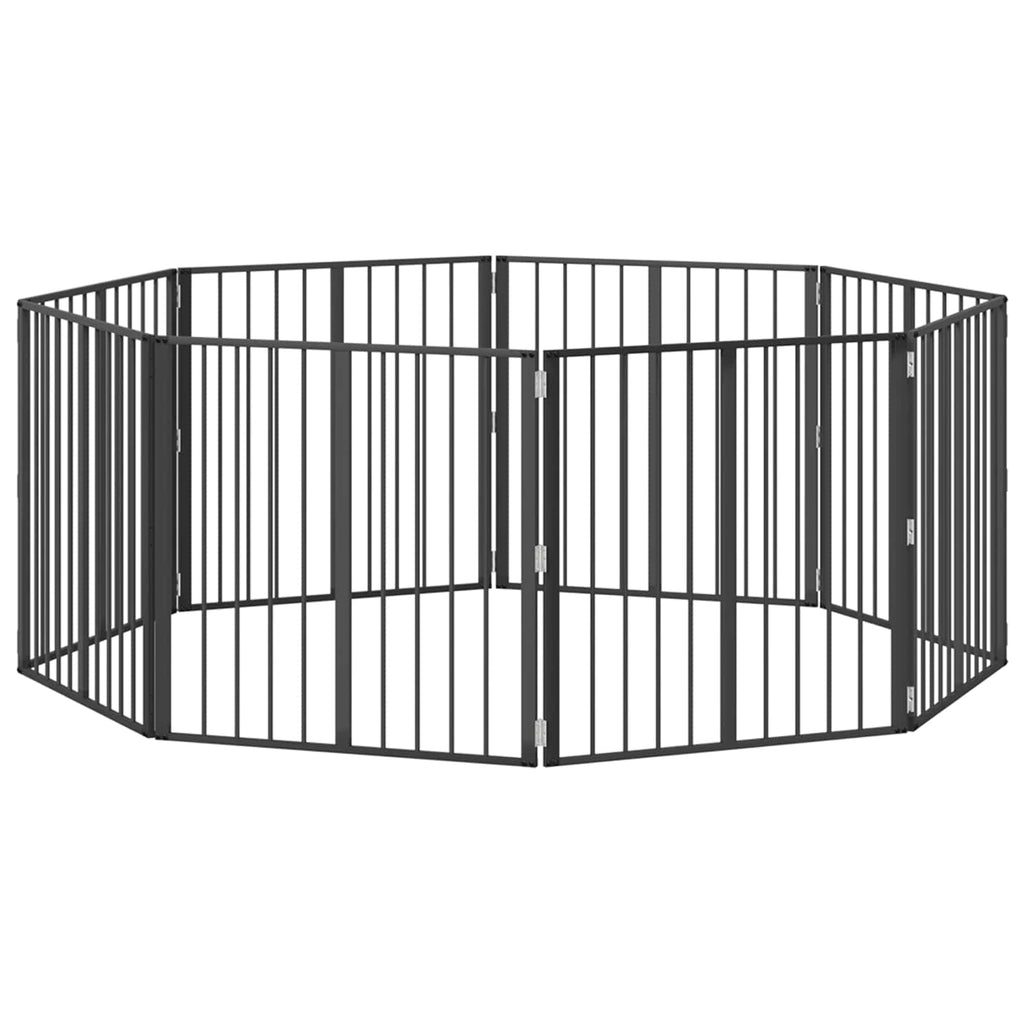 vidaXL Bramka dla psa 8 pcs Czarny 80 x 80 cm Stal Galwanizowana