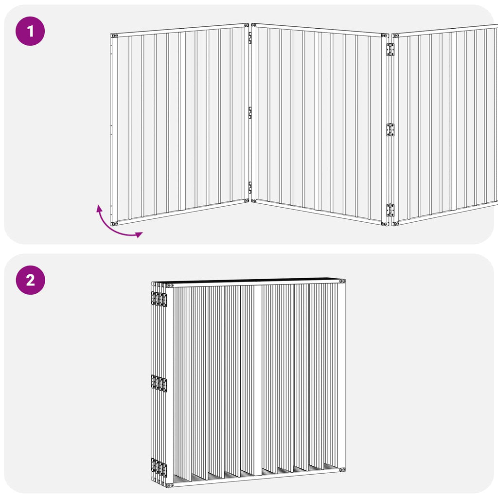 vidaXL Bramka dla psa 8 pcs Czarny 80 x 80 cm Stal Galwanizowana