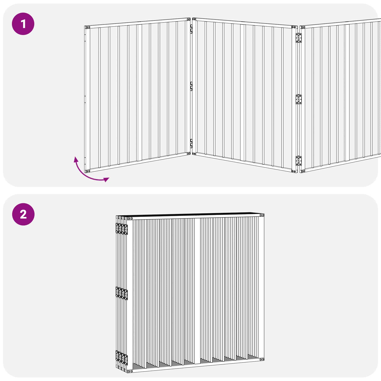 vidaXL Bramka dla psa 8 pcs Czarny 80 x 80 cm Stal Galwanizowana