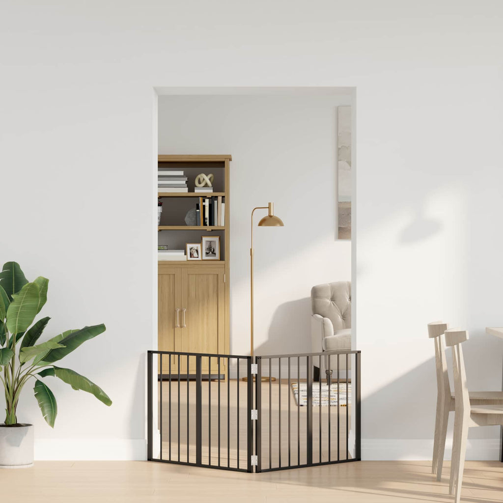 vidaXL Bramka dla psa 2 szt. Czarny 80 x 60 cm Stal ocynkowana