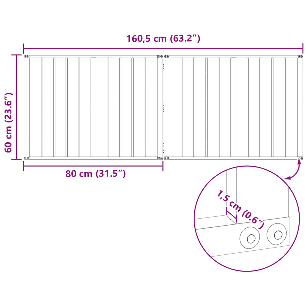 vidaXL Bramka dla psa 2 szt. Czarny 80 x 60 cm Stal ocynkowana