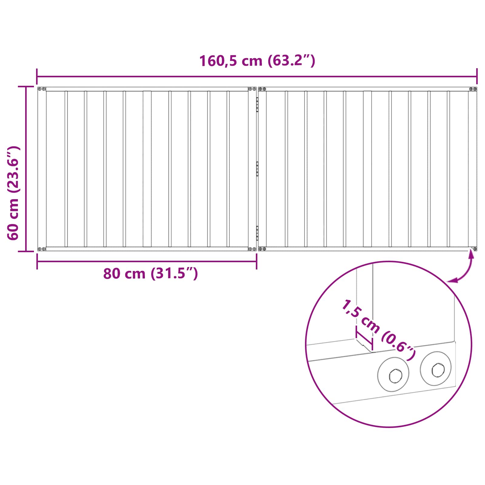 vidaXL Bramka dla psa 2 szt. Czarny 80 x 60 cm Stal ocynkowana