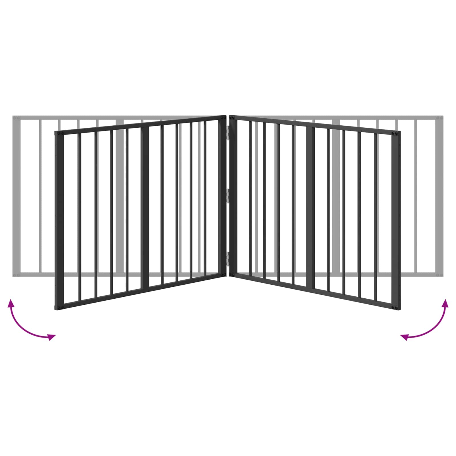 vidaXL Bramka dla psa 4 szt. Czarny 80 x 60 cm Stal ocynkowana