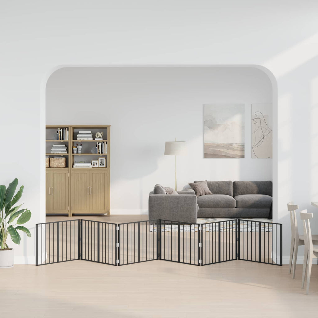 vidaXL Bramka dla psa 6 pcs Czarny 80 x 60 cm Stal Galwanizowana