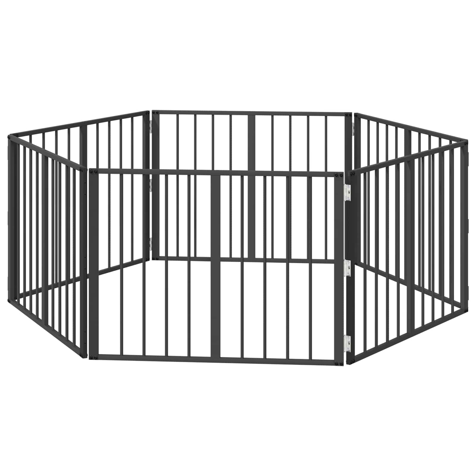 vidaXL Bramka dla psa 6 pcs Czarny 80 x 60 cm Stal Galwanizowana