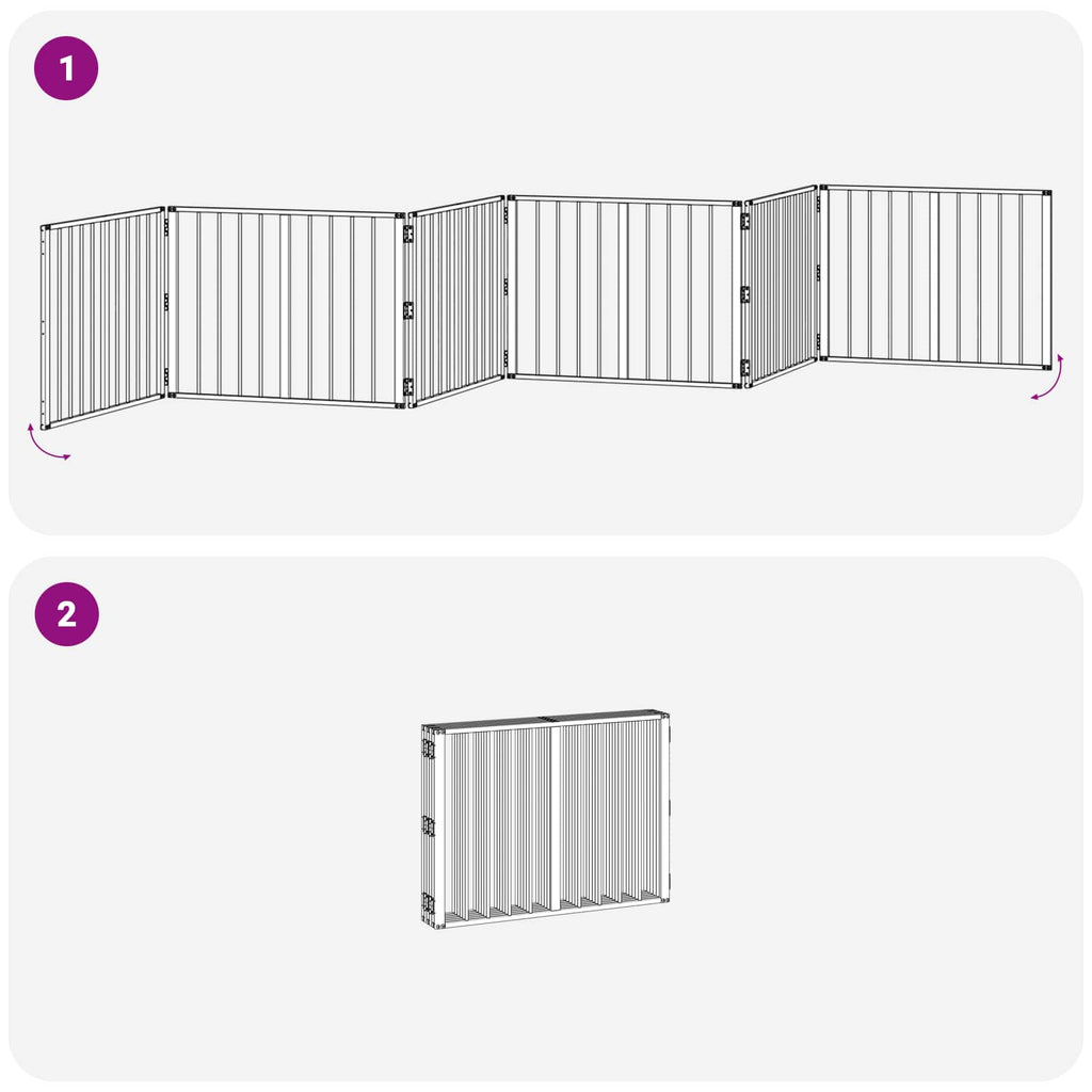 vidaXL Bramka dla psa 6 pcs Czarny 80 x 60 cm Stal Galwanizowana