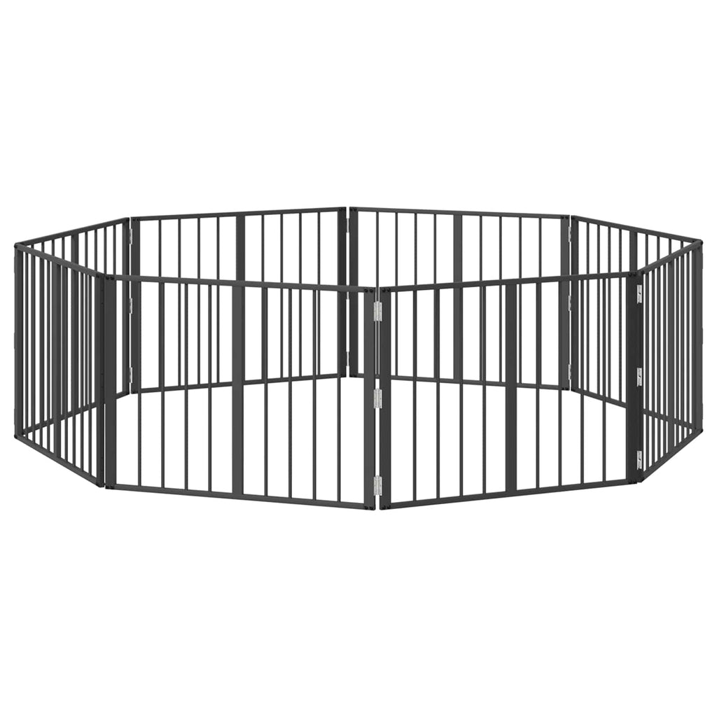 vidaXL Bramka dla psa 8 pcs Czarny 80 x 60 cm Stal Galwanizowana