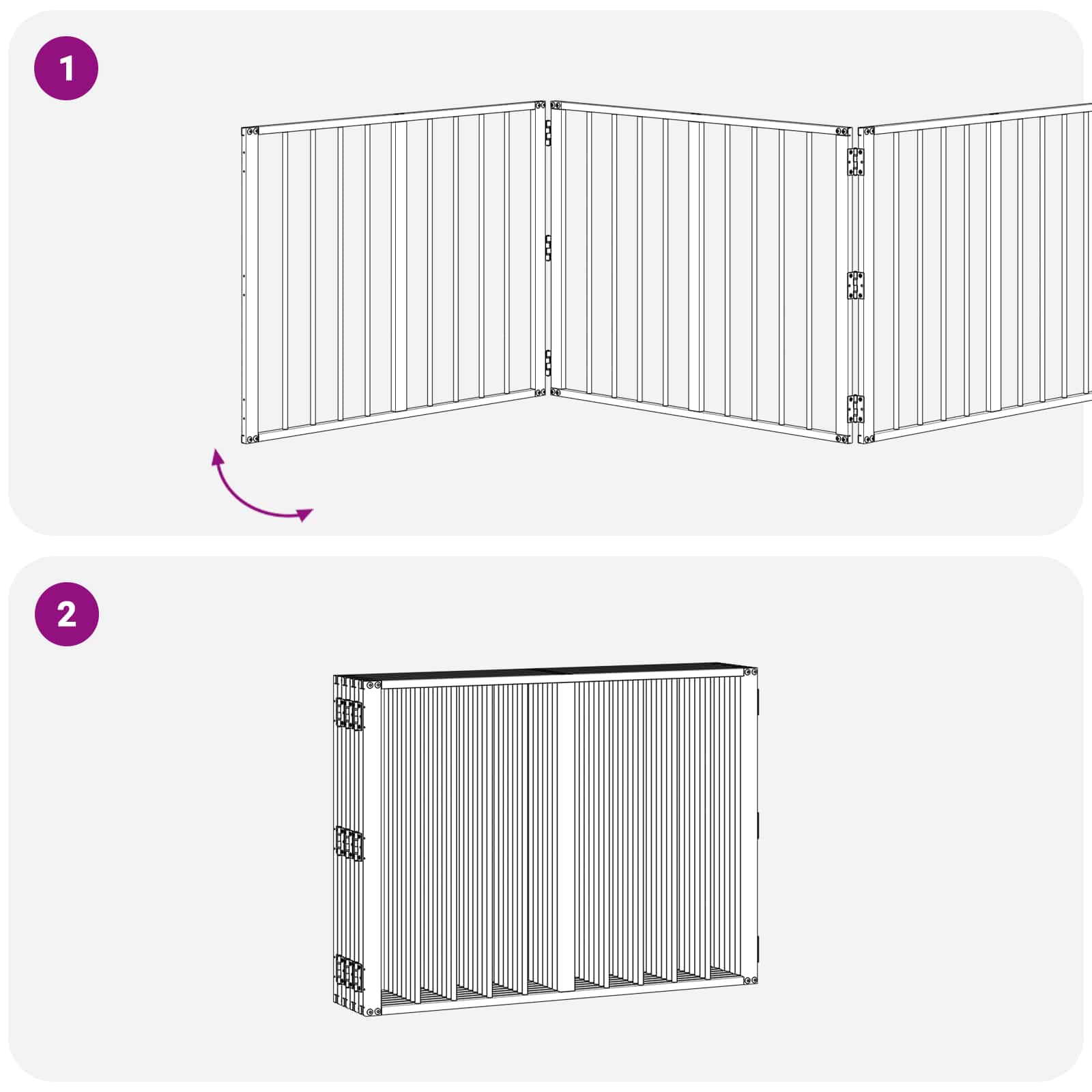 vidaXL Bramka dla psa 8 pcs Czarny 80 x 60 cm Stal Galwanizowana