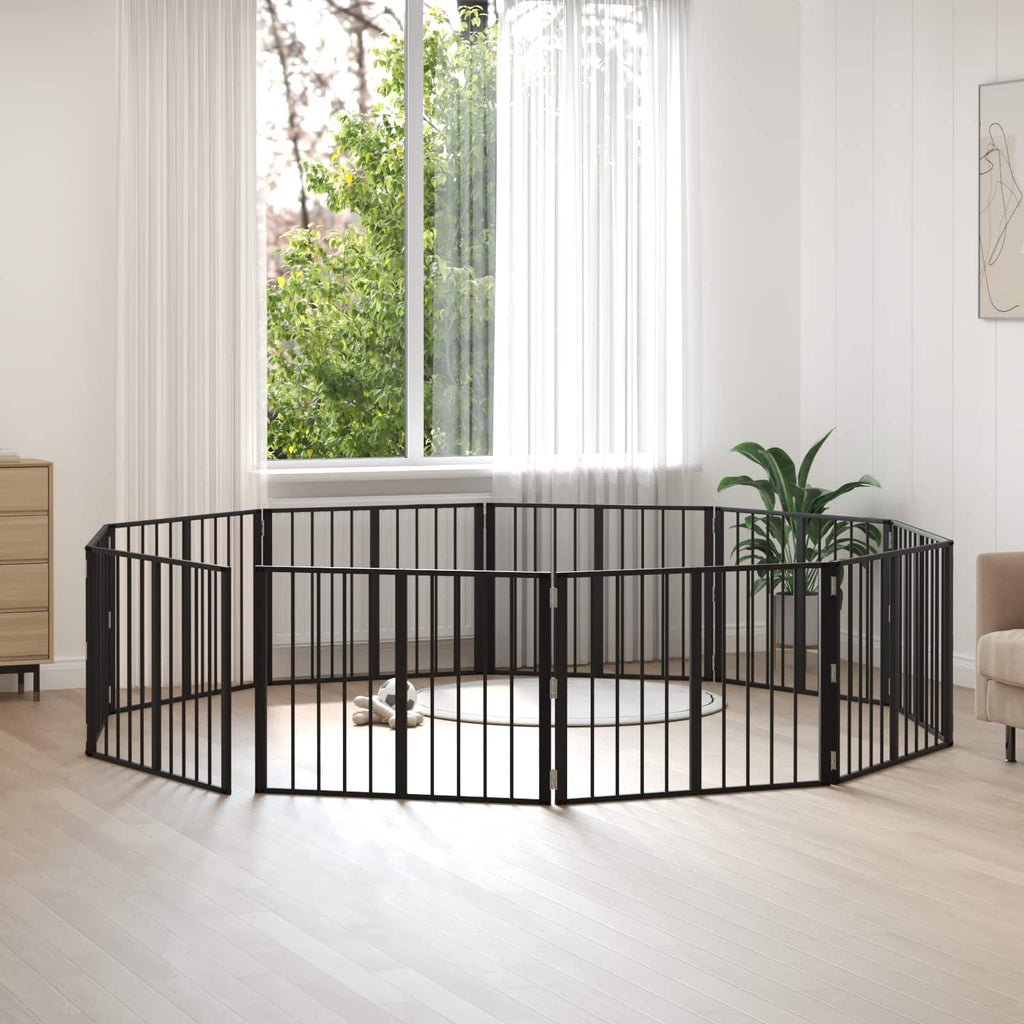 vidaXL Bramka dla psa 10 pcs Czarny 80 x 60 cm Stal Galwanizowana