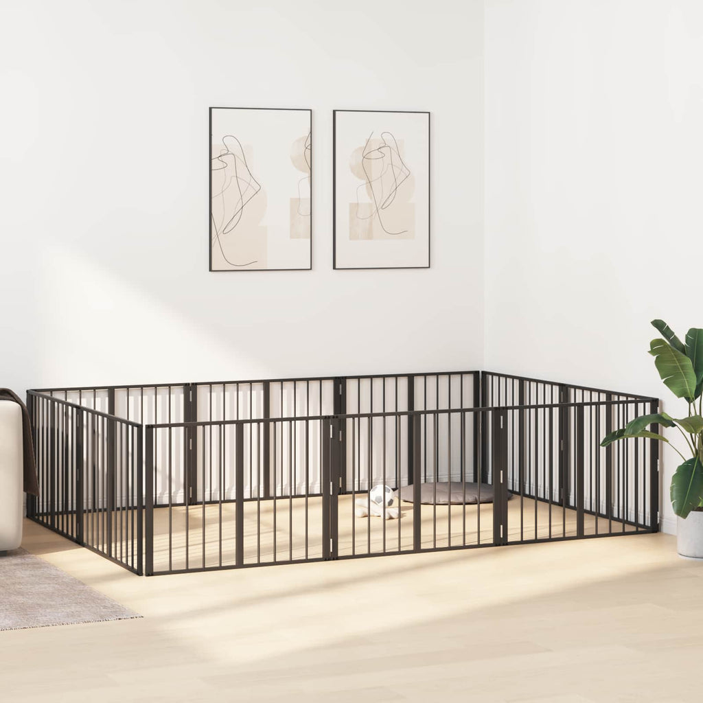 vidaXL Bramka dla psa 10 pcs Czarny 80 x 60 cm Stal Galwanizowana