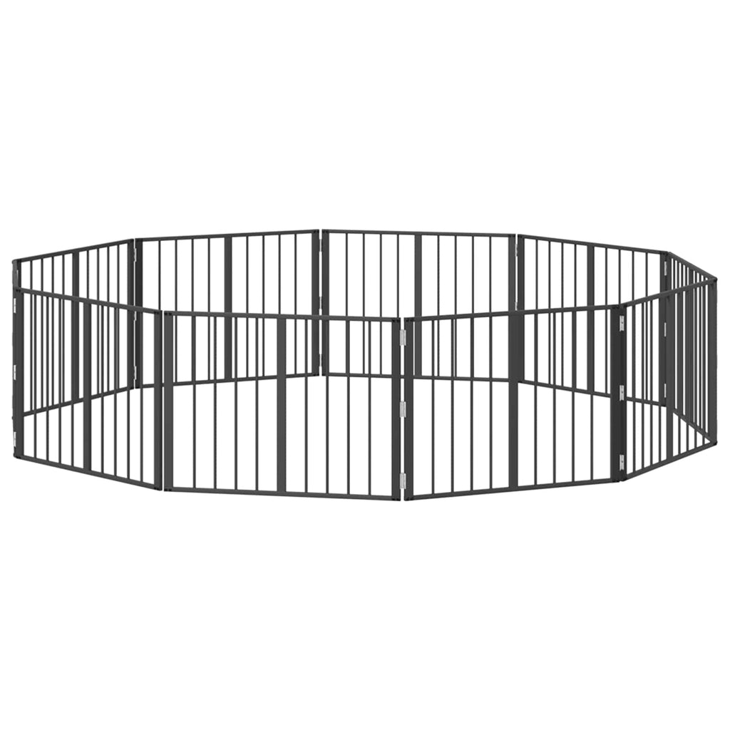 vidaXL Bramka dla psa 10 szt. Czarny 80 x 60 cm Stal Galwanizowana