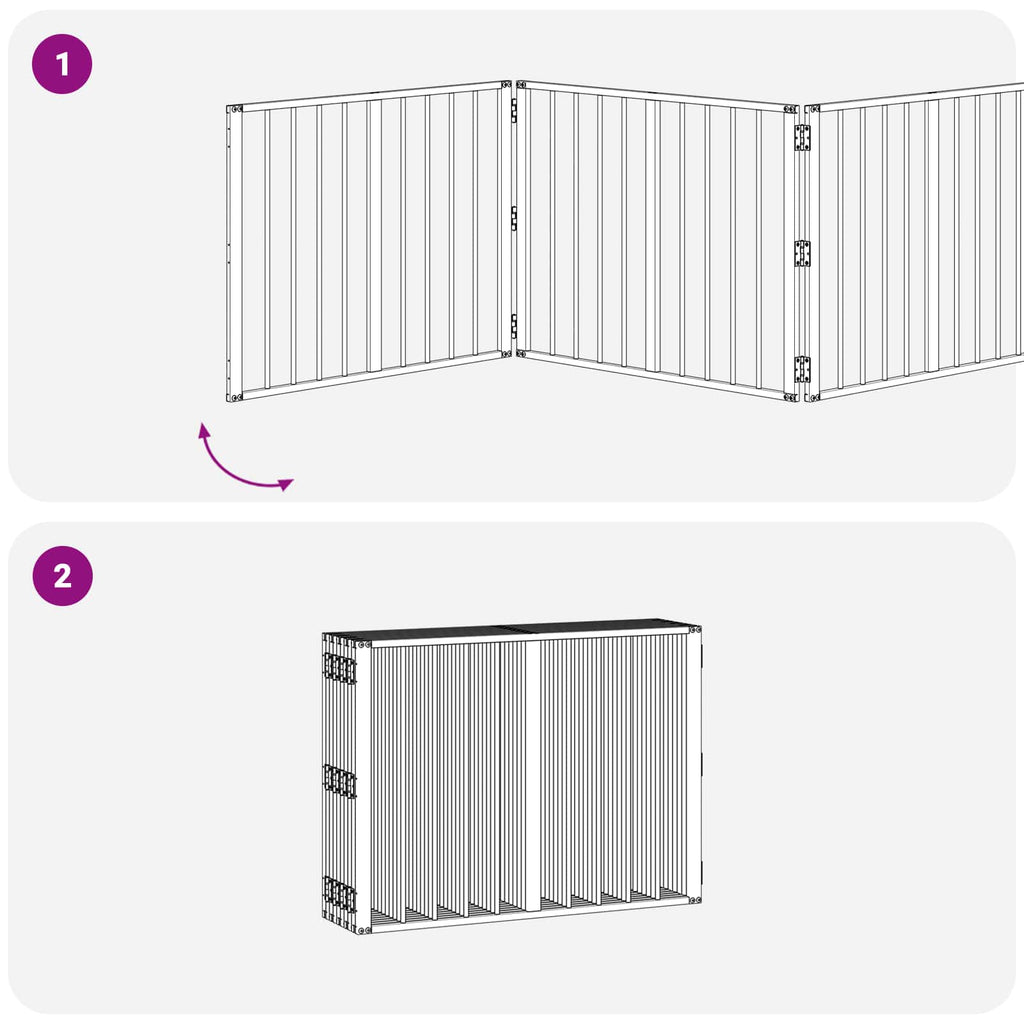 vidaXL Bramka dla psa 10 pcs Czarny 80 x 60 cm Stal Galwanizowana