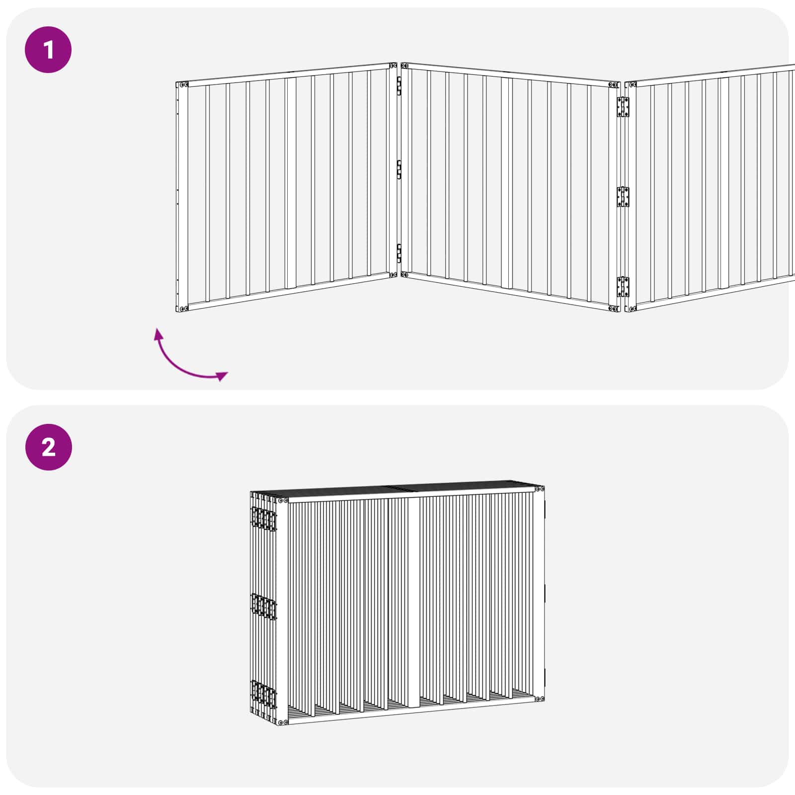 vidaXL Bramka dla psa 10 pcs Czarny 80 x 60 cm Stal Galwanizowana