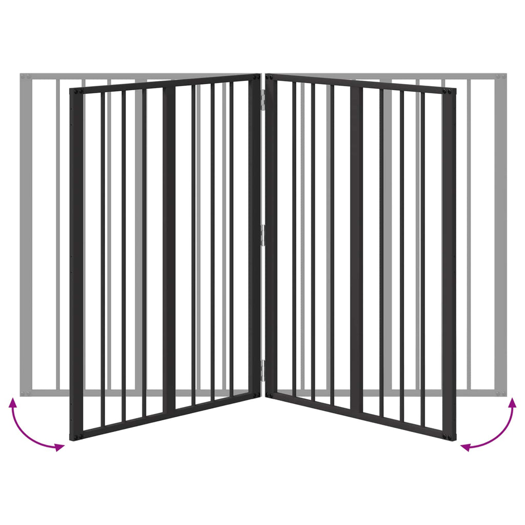 vidaXL Bramka dla psa 4 szt. Czarny 60 x 80 cm Stal ocynkowana
