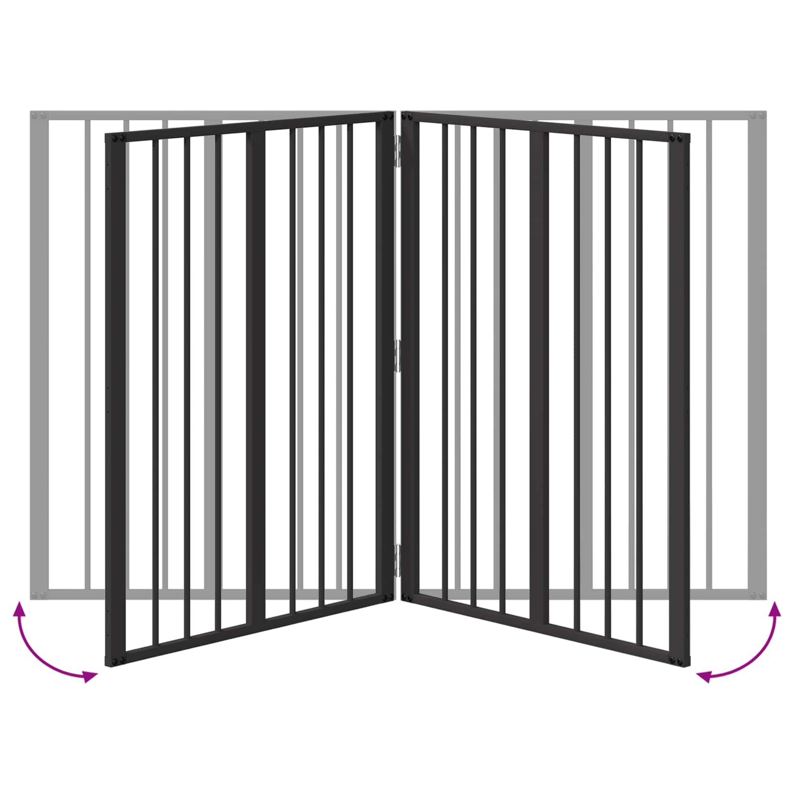 vidaXL Bramka dla psa 4 szt. Czarny 60 x 80 cm Stal ocynkowana