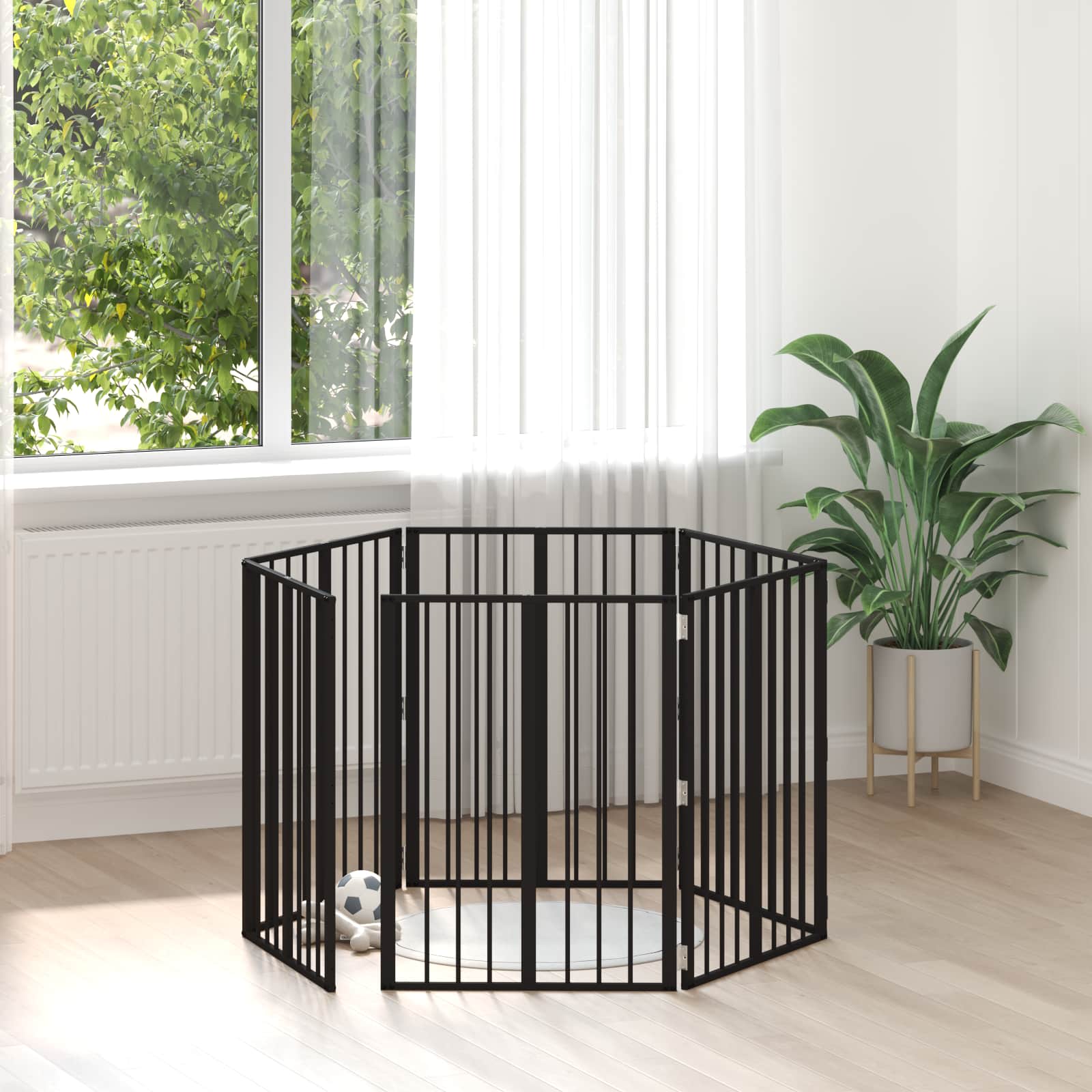 vidaXL Bramka dla psa 6 pcs Czarny 60 x 80 cm Stal Galwanizowana