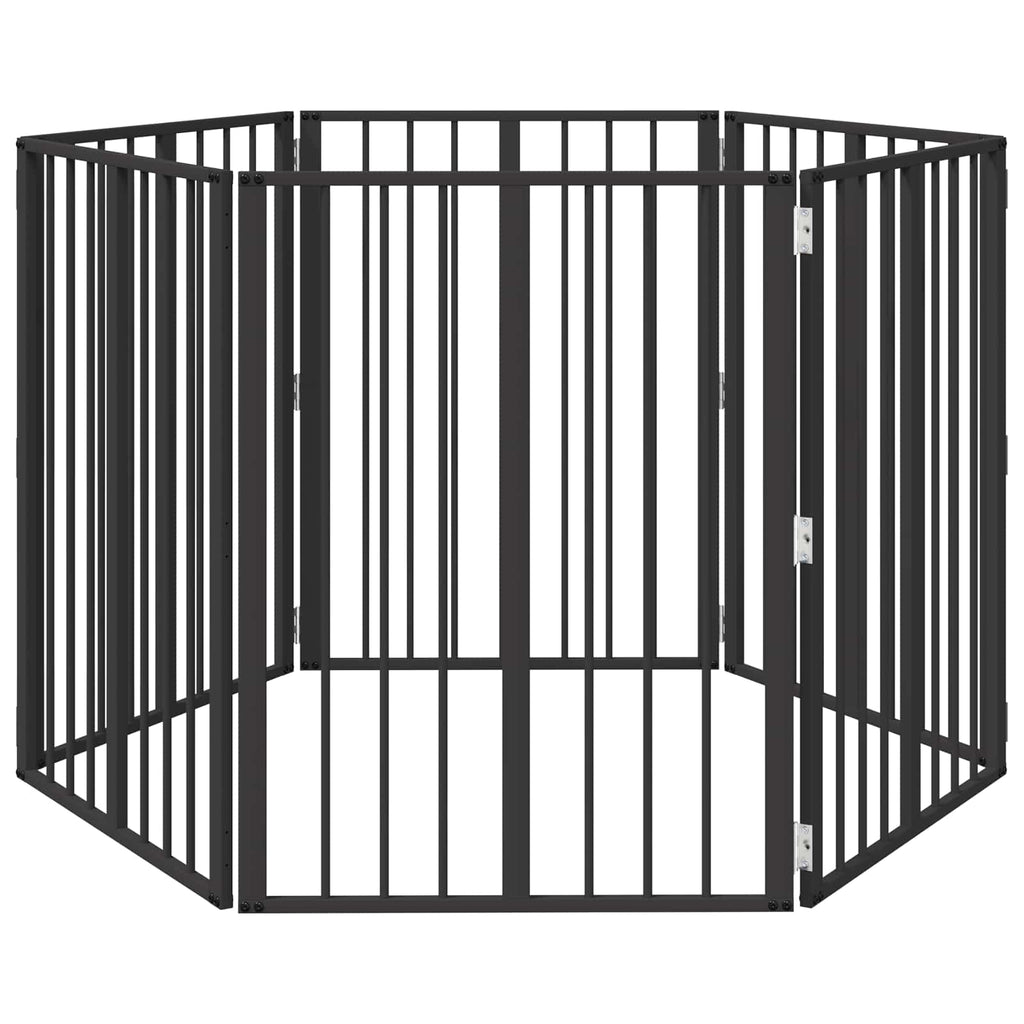 vidaXL Bramka dla psa 6 pcs Czarny 60 x 80 cm Stal Galwanizowana