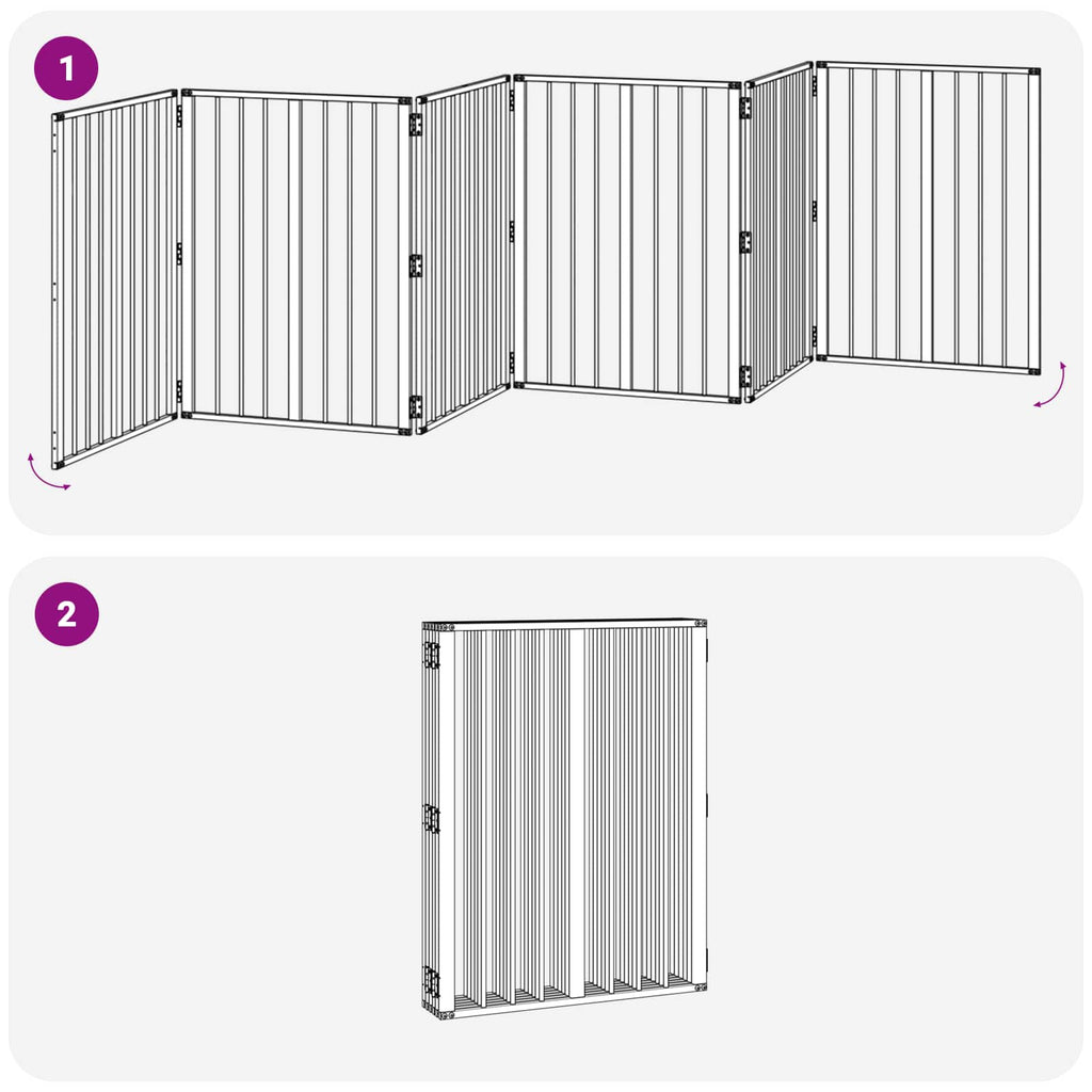 vidaXL Bramka dla psa 6 pcs Czarny 60 x 80 cm Stal Galwanizowana