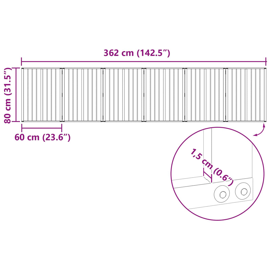 vidaXL Bramka dla psa 6 szt. Czarny 60 x 80 cm Stal Galwanizowana
