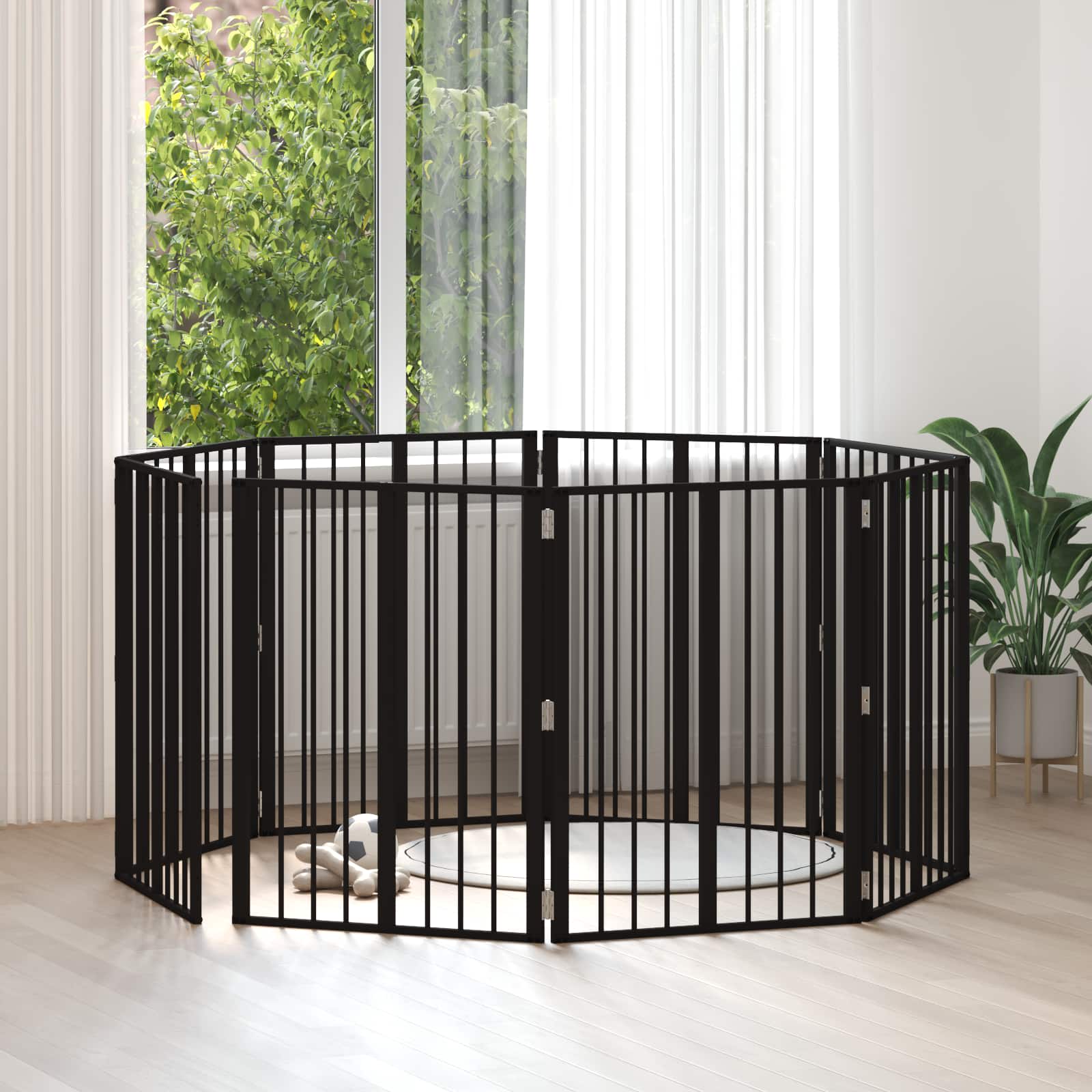 vidaXL Bramka dla psa 8 pcs Czarny 60 x 80 cm Stal Galwanizowana
