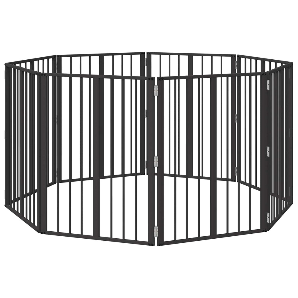 vidaXL Bramka dla psa 8 pcs Czarny 60 x 80 cm Stal Galwanizowana
