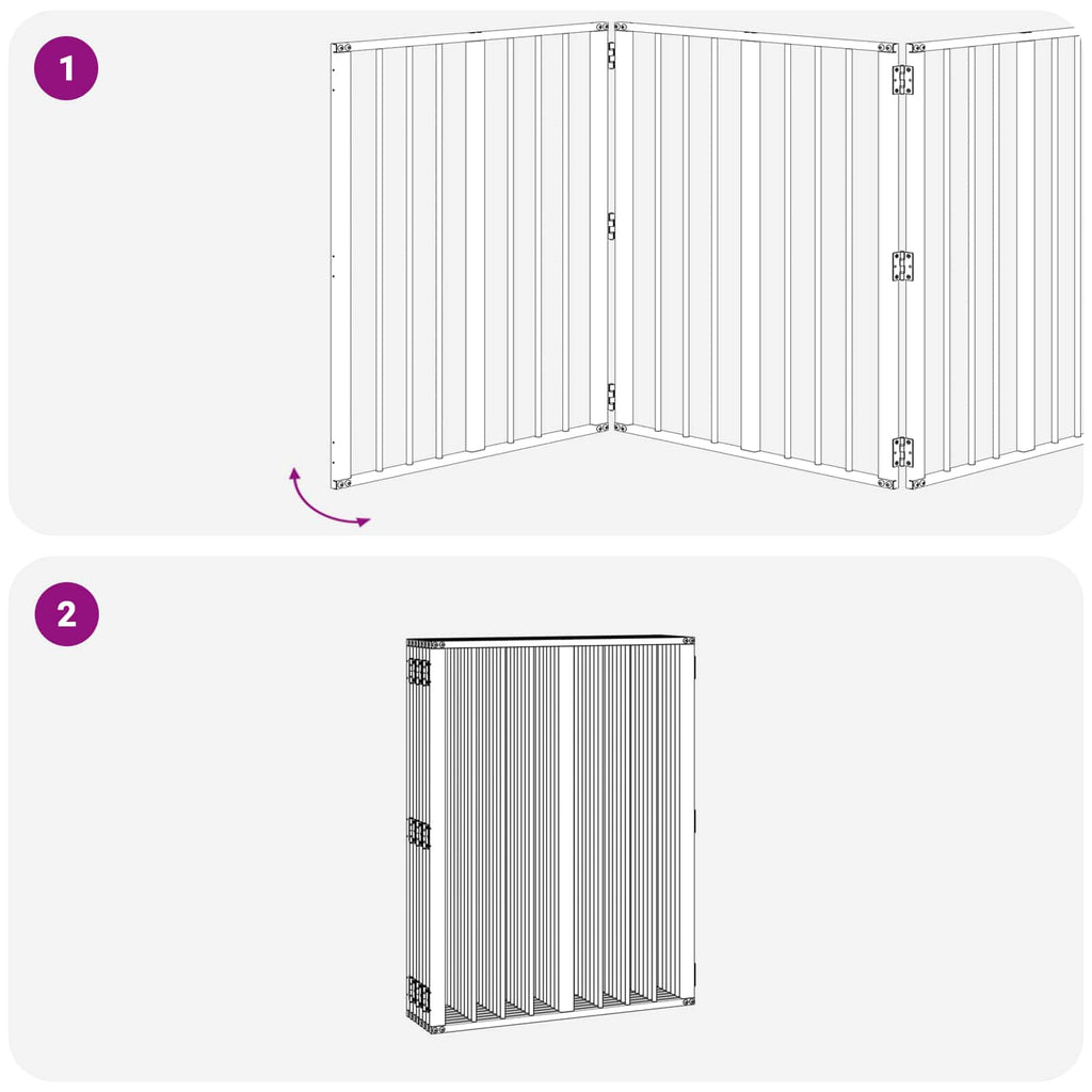 vidaXL Bramka dla psa 8 pcs Czarny 60 x 80 cm Stal Galwanizowana