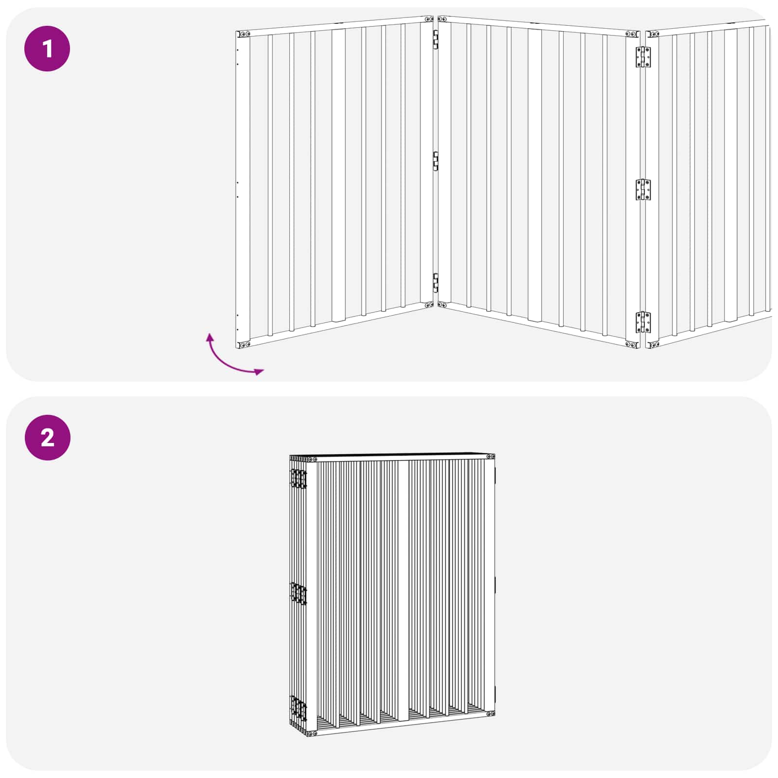 vidaXL Bramka dla psa 8 pcs Czarny 60 x 80 cm Stal Galwanizowana
