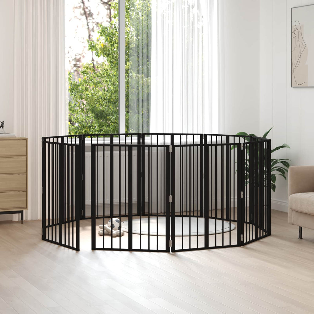 vidaXL Bramka dla psa 10 pcs Czarny 60 x 80 cm Stal Galwanizowana